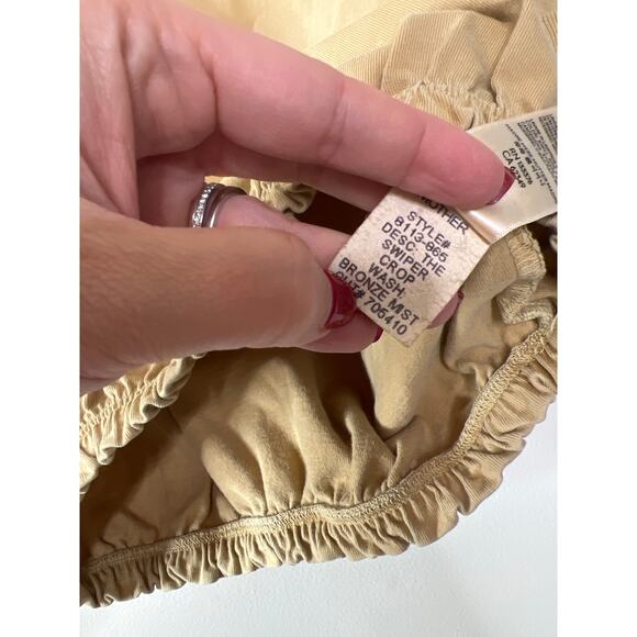 NEW Mother Swiper Wide Sleeve Elastic Waistband Pull Over Tan Crop Top - Picture 6 of 8
